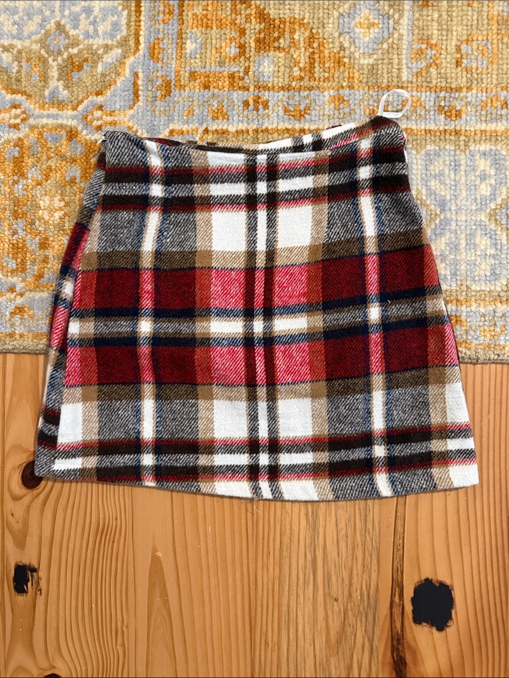 Amazon Plaid Mini Skirt in Red, Brown, Black and Cream